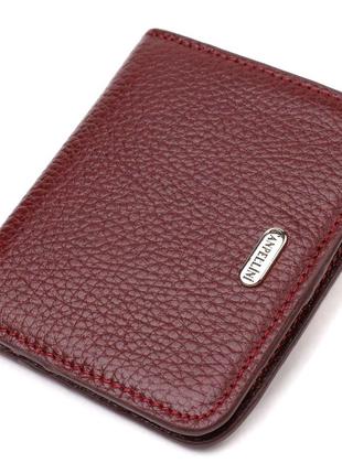 Ідеальний жіночий гаманець невеликого розміру з натуральної шкіри флотар canpellini 21802 бордовий