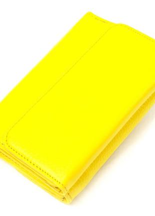 Молодіжний яскравий гаманець із натуральної шкіри флотар canpellini 21597 лимонний2 фото