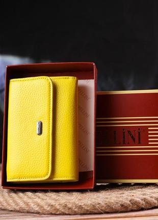 Молодіжний яскравий гаманець із натуральної шкіри флотар canpellini 21597 лимонний9 фото