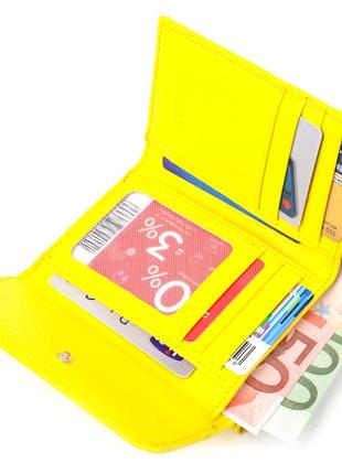 Молодіжний яскравий гаманець із натуральної шкіри флотар canpellini 21597 лимонний5 фото