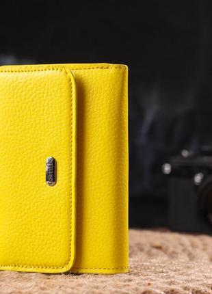 Молодіжний яскравий гаманець із натуральної шкіри флотар canpellini 21597 лимонний7 фото