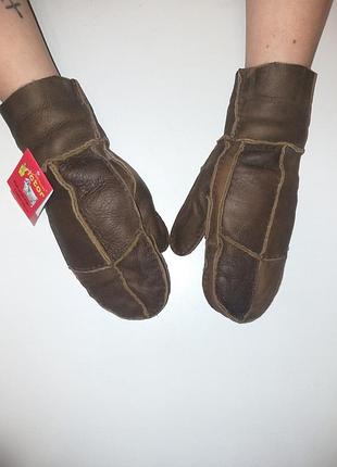 Винтажные варежки в бохо стиле натуральные замшевые варежки на овчине