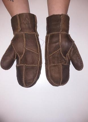 Винтажные варежки в бохо стиле натуральные замшевые варежки на овчине