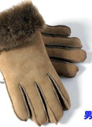 Натуральные замшевые перчатки на меху овчина дублёнка перчатки корея