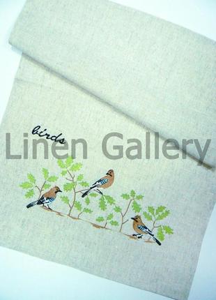 Полотенце кухонное с вышивкой коллекция "птицы" сойка льняной, галерея льна