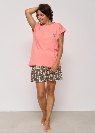 Комплект женский шорты и персиковая футболка турция 13588