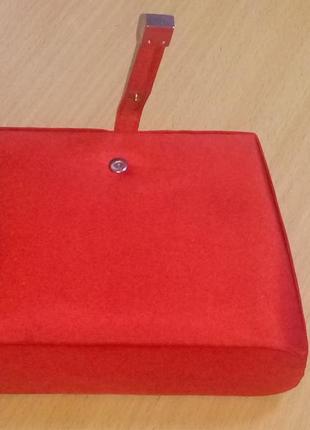 Красная,атласная,вечерняя сумка клатч.4 фото