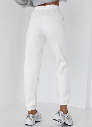 Трикотажные штаны-джоггеры с начесом - белый цвет, l/xl (есть размеры)2 фото