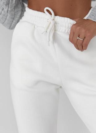 Трикотажные штаны-джоггеры с начесом - белый цвет, l/xl (есть размеры)4 фото