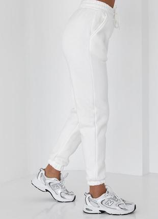 Трикотажные штаны-джоггеры с начесом - белый цвет, l/xl (есть размеры)5 фото