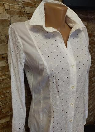 Батистовая белая блуза,рубашка,хлопковая рубашка,блуза,прошва,белая,jacques britt6 фото