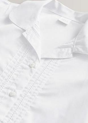 Белый&nbsp;-&nbsp;школьная блузка с кружевной отделкой с длинным рукавом (3-14 лет)3 фото