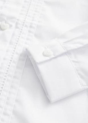 Белый&nbsp;-&nbsp;школьная блузка с кружевной отделкой с длинным рукавом (3-14 лет)4 фото