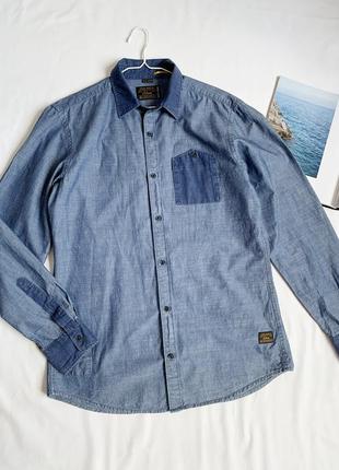 Рубашка, базовая, синяя, джинсовая, s.oliver