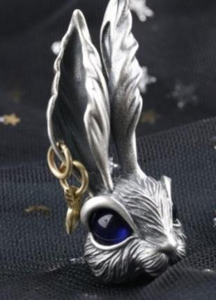 Крутой кулон на цепочке заяц кролик в стиле рок готика4 фото