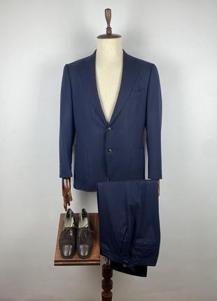 Чоловічий вовняний приталений костюм suitsupply jort wool slim fit navy suit
