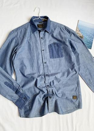 Рубашка, базовая, оверсайз, синяя, джинсовая, s.oliver