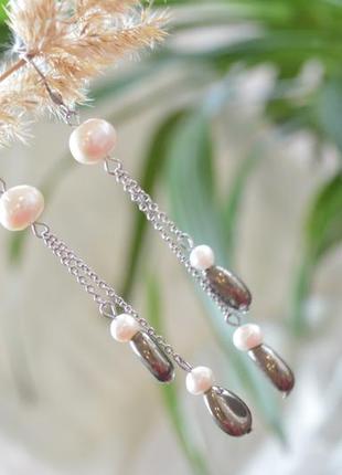 Сережки з пиритом і перлами 'ольвія'