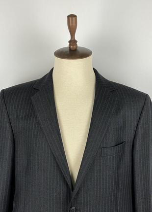 Чоловічий вовняний діловий костюм в смужку ermenegildo zegna wool dark gray striped suit4 фото