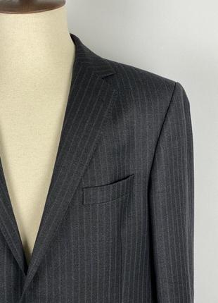 Чоловічий вовняний діловий костюм в смужку ermenegildo zegna wool dark gray striped suit6 фото