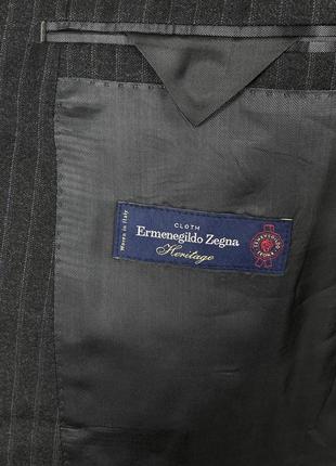 Чоловічий вовняний діловий костюм в смужку ermenegildo zegna wool dark gray striped suit8 фото