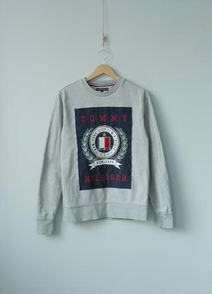 Tommy hilfiger мужской свитшот с большим вышитым логотипом томми хилфигер томи fred perry ralph lauren polo серый