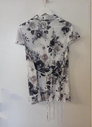 Хлопковая блуза с завязками на талии3 фото