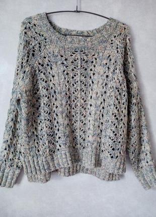 Ажурний меланжевий светр 48 розміру5 фото