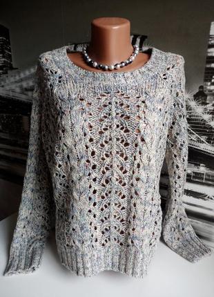 Ажурный меланжевый свитер  48 размера