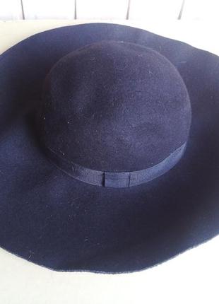Черная  шерстяная шляпа2 фото