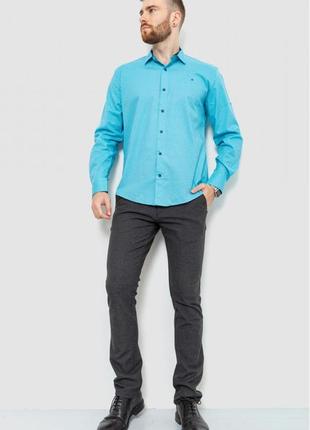 Рубашка классическая с принтом цвет бирюзово-синий4 фото