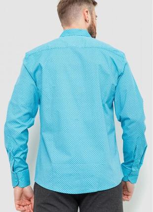 Рубашка классическая с принтом цвет бирюзово-синий3 фото