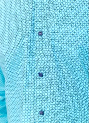 Рубашка классическая с принтом цвет бирюзово-синий5 фото