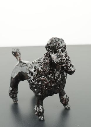 Статуэтка пудель чорный собака сувенир figurine black dog3 фото