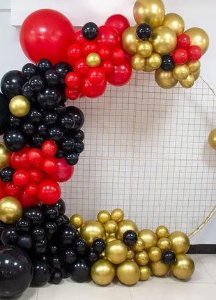 Арка гірлянда гирлянда шарики кульки чорний червоний золото1 фото