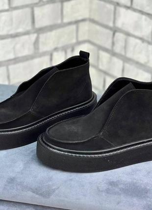 36-41 рр ботинки лоферы натуральная кожа/замша на платформе черный, бежевый, малиновый, пудра2 фото