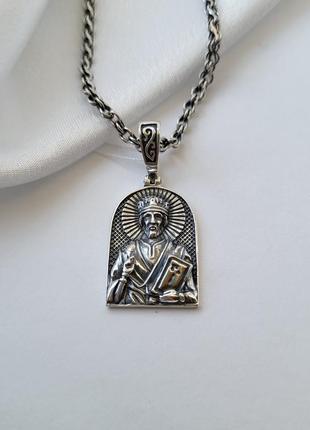 Серебряная икона ладанка св. николай чудотворец черненное серебро 925 пробы 38207ч 6.00г1 фото