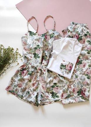 Домашний комплект ,пижама цветочный принт