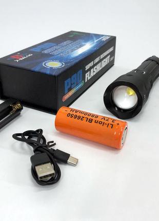 Ліхтарик із зарядкою від мережі bailong bl-a75-p90, ручний ліхтарик led, sn-244 тактичний ліхтар