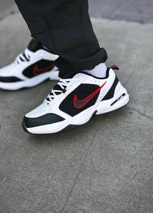 Кросівки в стилі nike air monarch white-red шкіряні чоловічі кросівки преміум монархи найк стильні трендові молодіжні