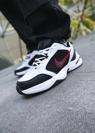 Кросівки в стилі nike air monarch white-red шкіряні чоловічі кросівки преміум монархи найк стильні трендові молодіжні3 фото