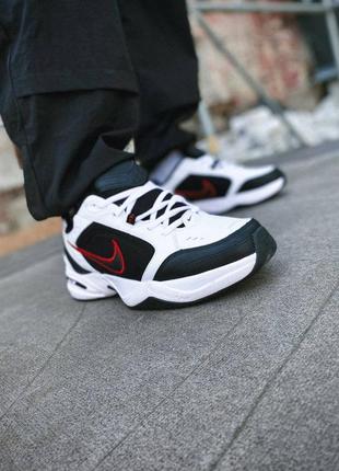 Кросівки в стилі nike air monarch white-red шкіряні чоловічі кросівки преміум монархи найк стильні трендові молодіжні5 фото