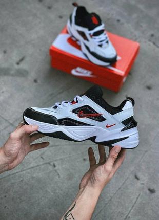 Кроссовки в стиле nike m2k tecno red-white мужские премиум кроссовки найк кожаные молодежные стильные качественные