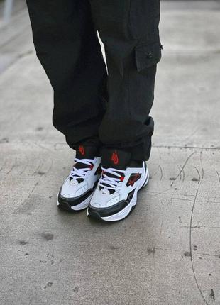 Кросівки в стилі nike m2k tecno red-white чоловічі преміум кросівки найк шкіряні молодіжні стильні якісні3 фото