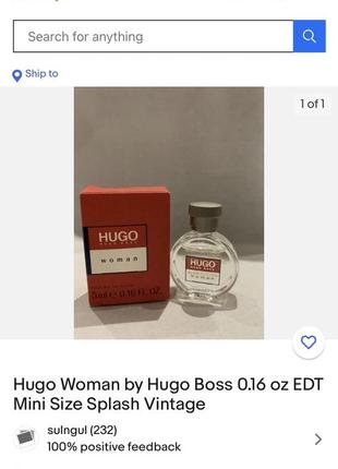 Редкость снятость edt hugo woman hugo boss коллекционная миниатюра первая формула аромата 1997 год10 фото