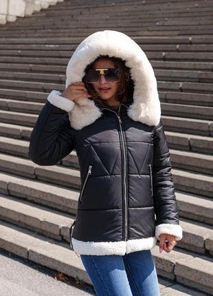 Куртка женская зимняя с капюшоном и мехом размеры: 42-526 фото