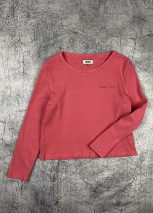 Лонгслив кофта от tommy hilfiger в рубчик розовая