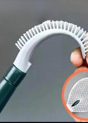 Ершик щетка для унитаза силиконовая с дозатором для моющего и настенным держателем toilet brush