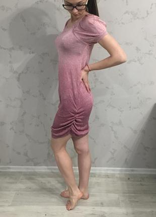 Тонкое трикотажное нежное розовое платье/туника амбре4 фото