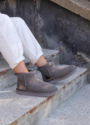 Жіночі зимові чоботи ugg mini grey з натуральним хутром /осінь/зима/весна😍8 фото